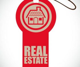 Red Real estate label vector