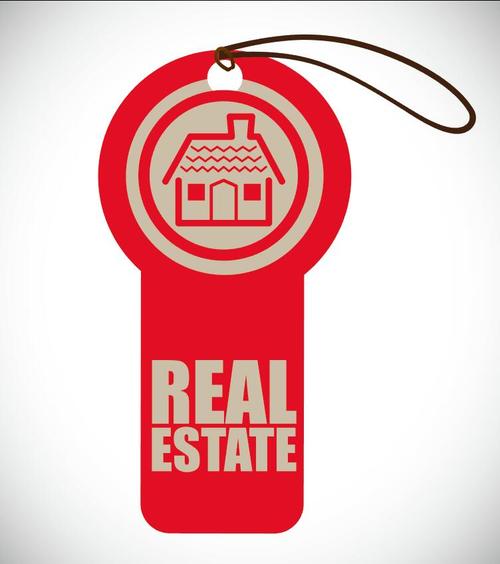 Red Real estate label vector