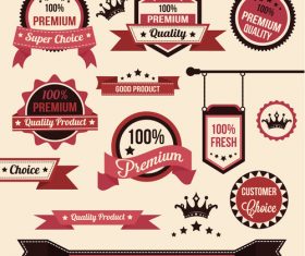 Red badge label and ribbon vectors