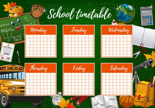 Red student class timetable design background vectors free download