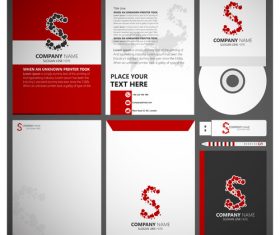 Red style corporate identity template vector