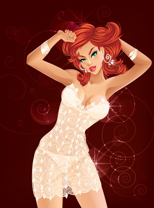 Redhead dance cartoon vectors