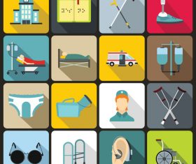 Rehabilitation icons flat style vector