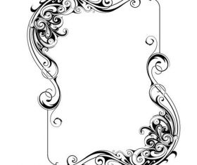 Retro black floral frame vector