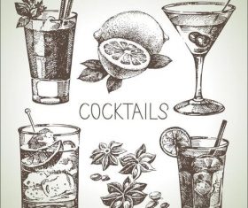 Retro cocktail and lemon menu vectors