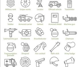 Riot and war linear icons vector