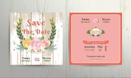 Rose Wedding Invitation Card Template vector