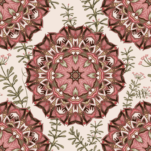 Round flower background seamless pattern vectors