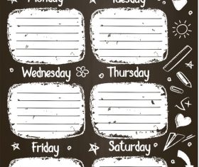 School Timetable chalk design vector 01