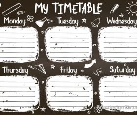 School Timetable chalk design vector 02