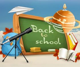 School blackboard and teaching equipment vector
