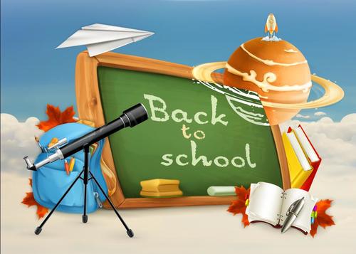 School blackboard and teaching equipment vector