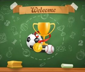 School blackboard and trophy vector