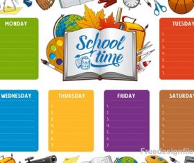 School timetable template with school background vector