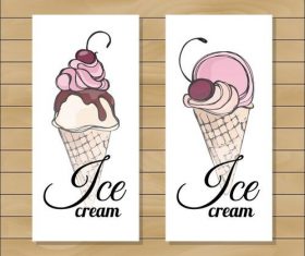 Sketch Cherry Ice Cream Banner vector