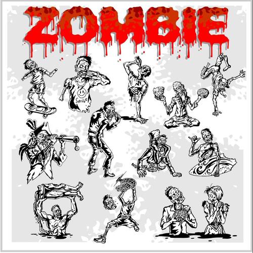 Sketch cartoon more zombies vectors
