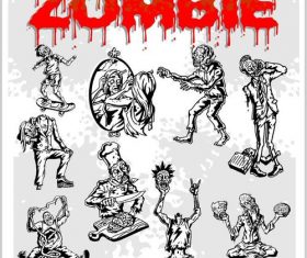 Sketch cartoon zombie vectors