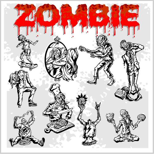 Sketch cartoon zombie vectors