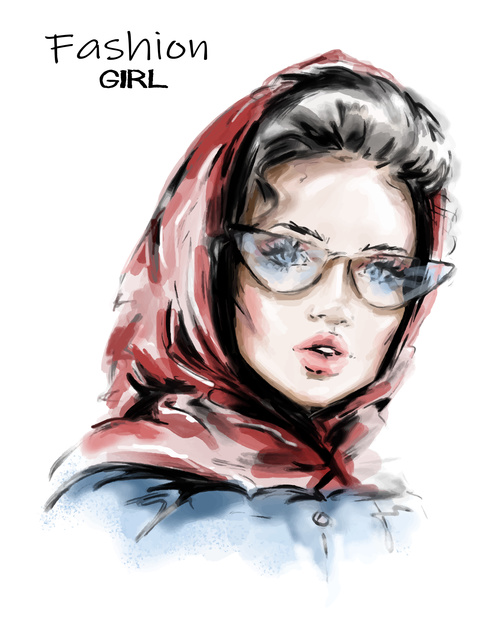 Sketch fashion girl illustration vectors