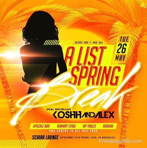 Spring party flyer psd modern template