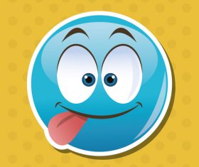 Sticking tongue out emoticon icon vector
