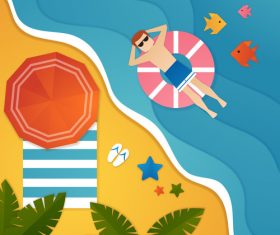 Summer beach holiady cartoon styles vector design 01