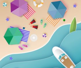 Summer beach holiady cartoon styles vector design 02