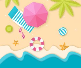 Summer beach holiady cartoon styles vector design 03