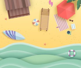 Summer beach holiady cartoon styles vector design 04