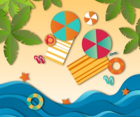 Summer beach holiady cartoon styles vector design 05