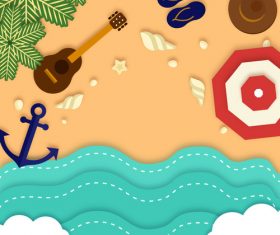 Summer beach holiady cartoon styles vector design 06