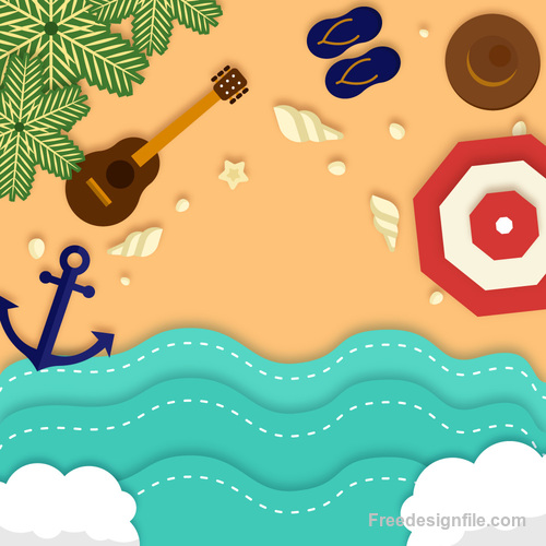 Summer beach holiady cartoon styles vector design 06