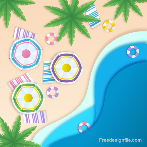 Summer beach holiady cartoon styles vector design 07
