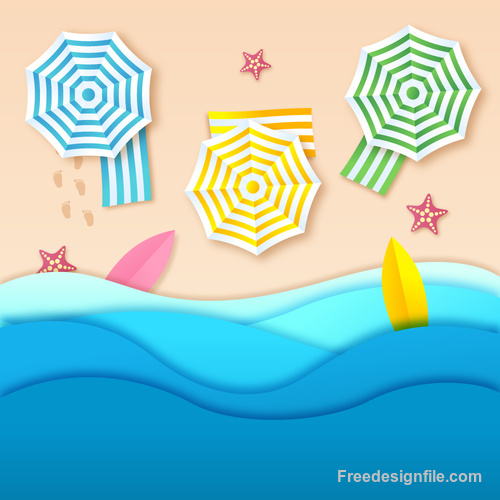Summer beach holiady cartoon styles vector design 08