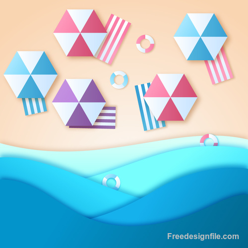Summer beach holiady cartoon styles vector design 09