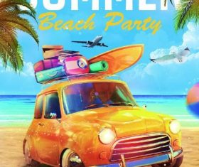 Summer beach party flyer psd template design