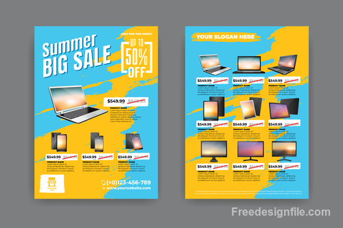 Summer electronic product sale flyer vector 01
