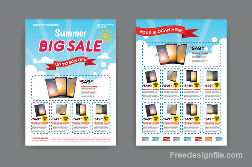 Summer electronic product sale flyer vector 02