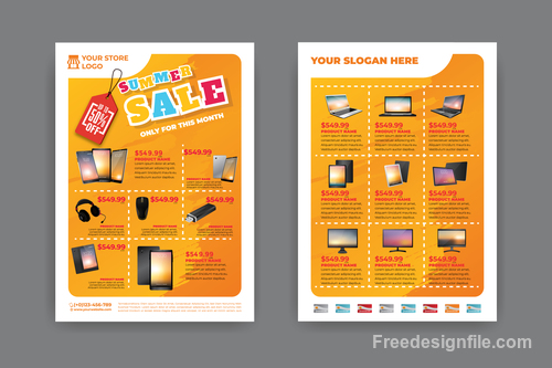 Summer electronic product sale flyer vector 03