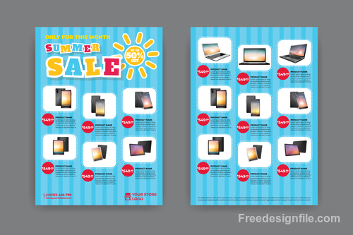 Summer electronic product sale flyer vector 05