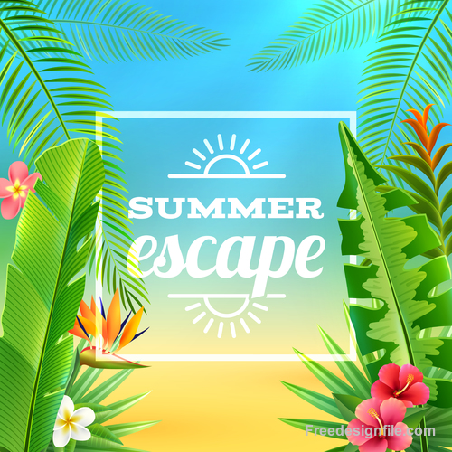 Summer holiday background with trpoic vector