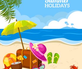 Summer holiday travel design with teach and sea vector