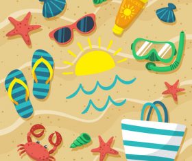 Summer seashore and beach accessories design vector