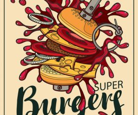 Super burgers flyer vector material