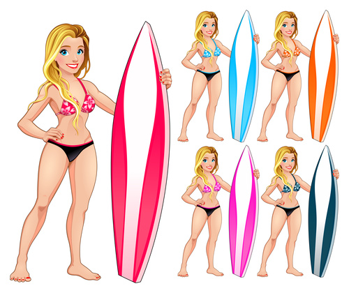 Surfer Girl vectors