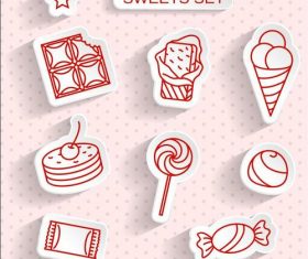 Sweets transparent stickers vector