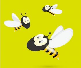 Three cute cartoon bees vectors