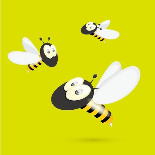 Three cute cartoon bees vectors