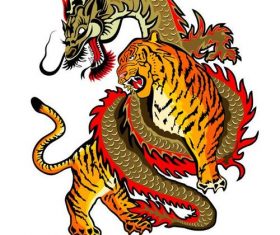 Tiger and Dragon colorful vector