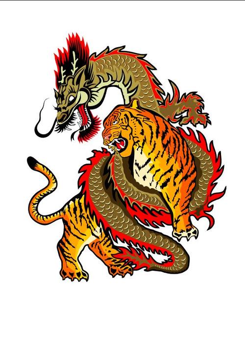 Tiger and Dragon colorful vector free download